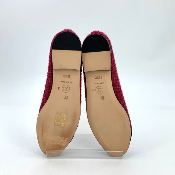 Chanel Pink Bow Woven Ballet Flats - Picture 5 of 9